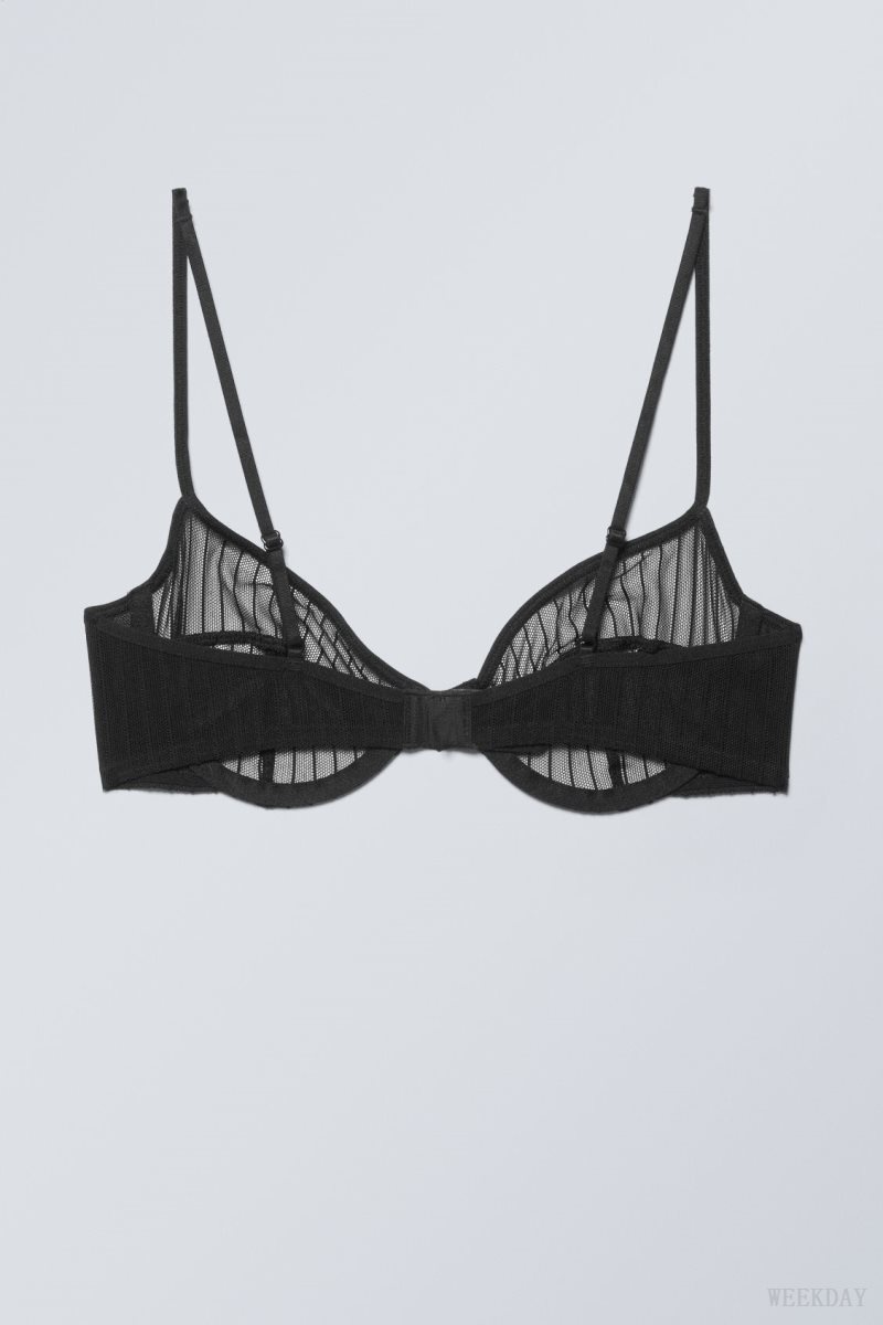 Weekday Molly Underwire Bra Bra Black Stripes | PSAO2630