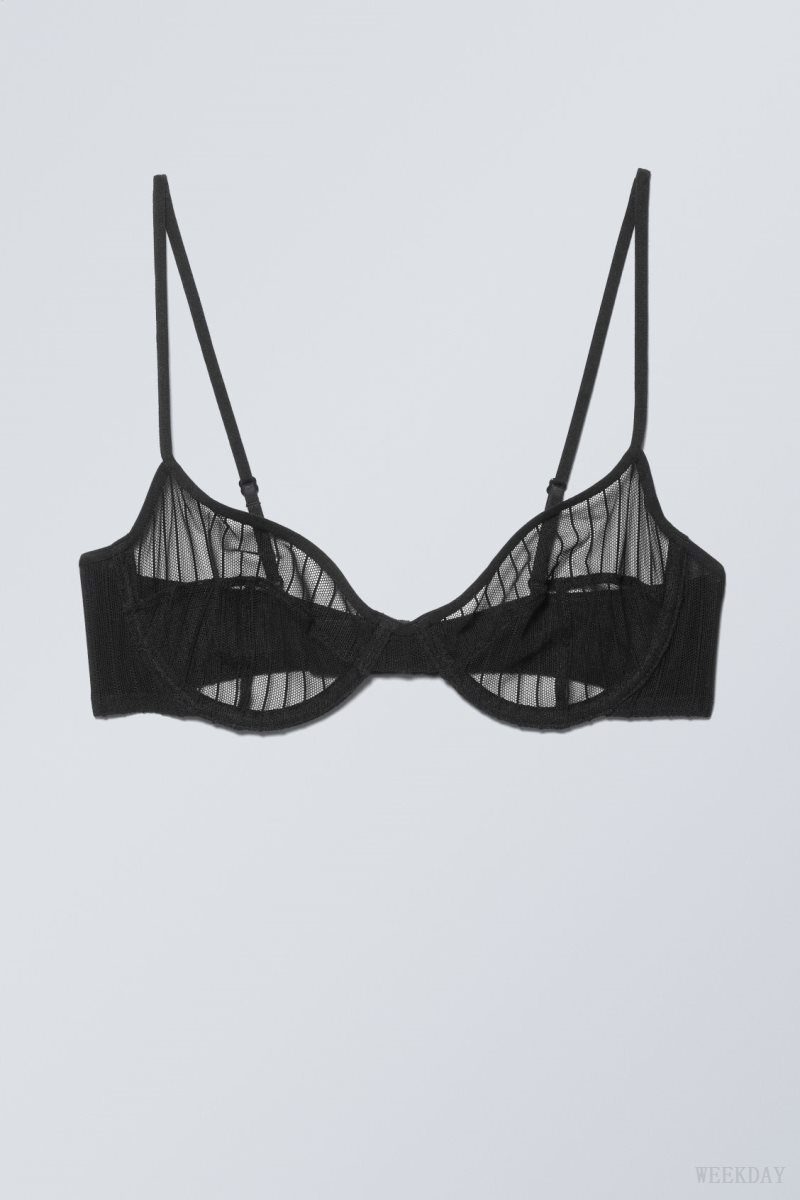 Weekday Molly Underwire Bra Bra Black Stripes | PSAO2630