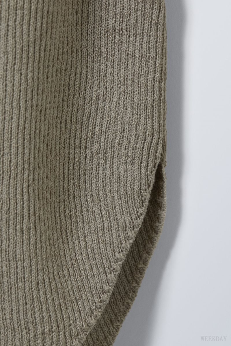 Weekday Nadina Square Neck Sweater Grey Brown | SVKD0271