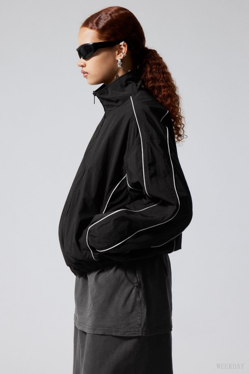 Weekday Nera Windbreaker Jacket Black | TECO6755