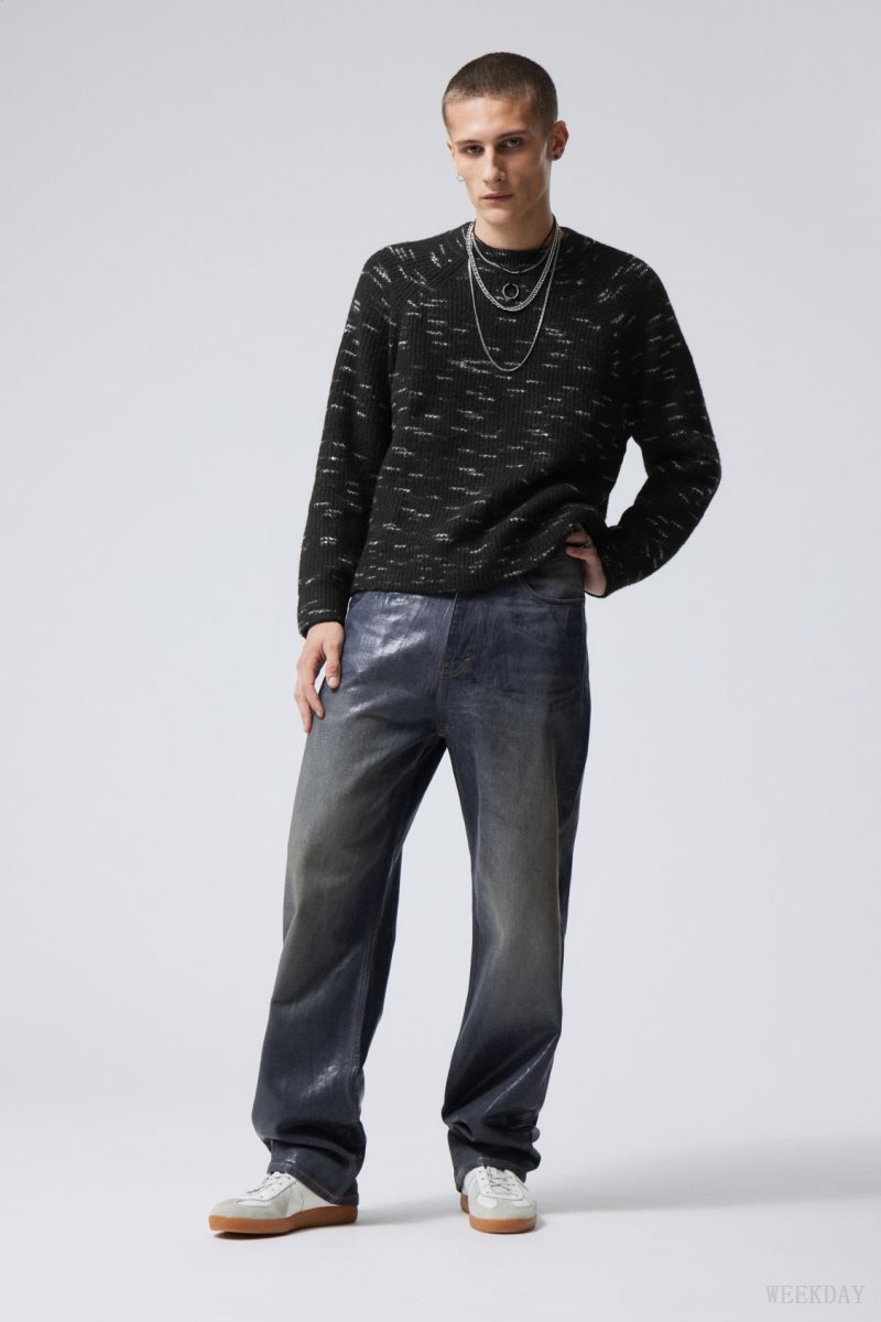 Weekday Norman Relaxed Raglan Sweater Black | MDJK8738