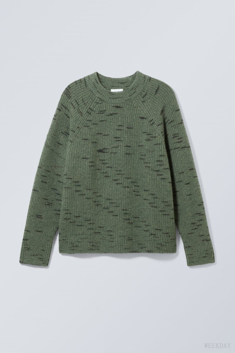 Weekday Norman Relaxed Raglan Sweater Green | SKJH4320