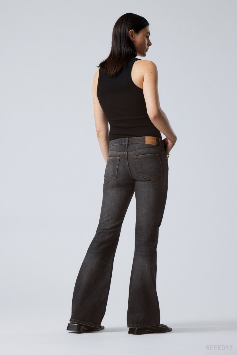 Weekday Nova Low Slim Bootcut Jeans Grey Black | DHLJ7176