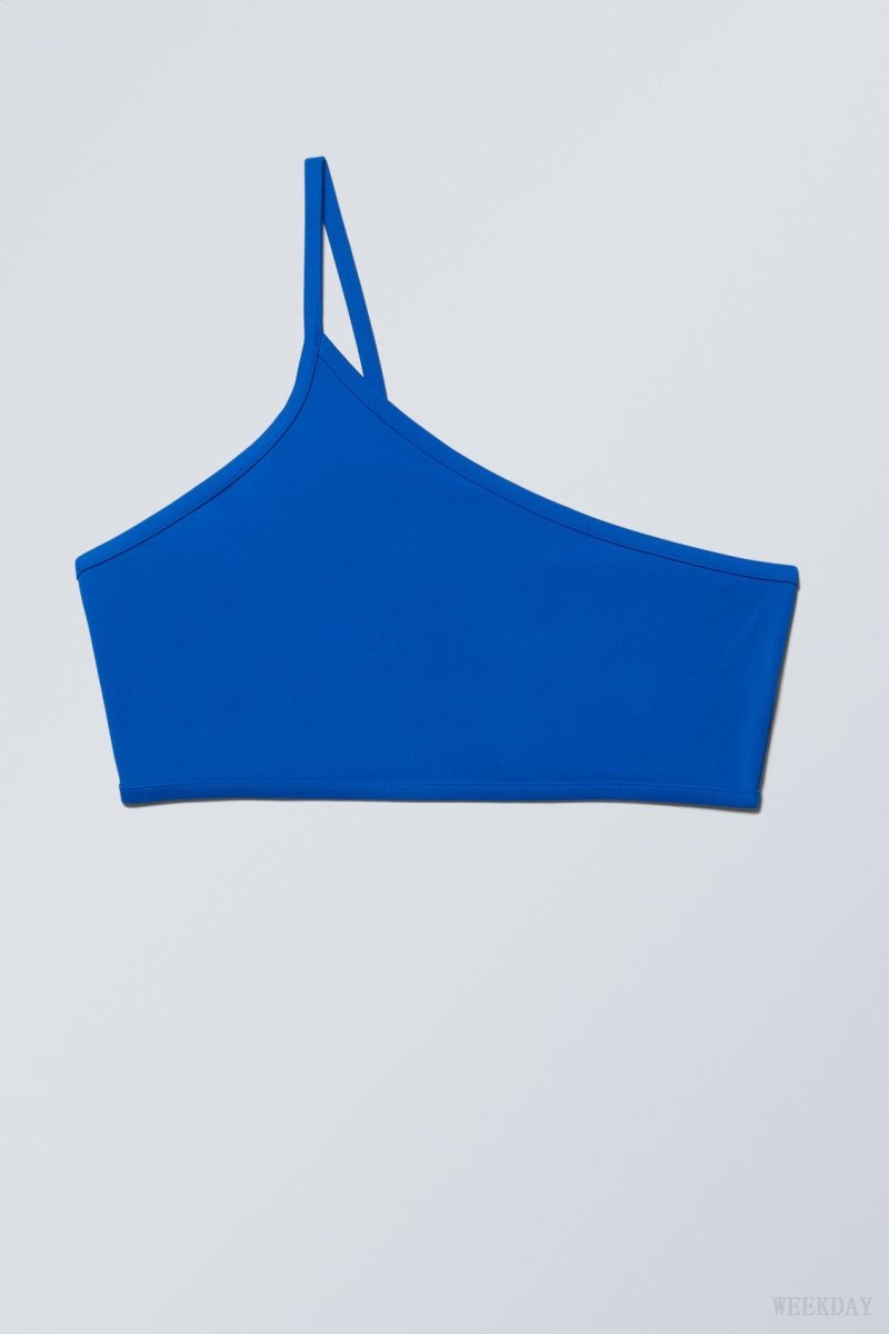 Weekday One-Shoulder Bikini Top Blue | CZTE9672