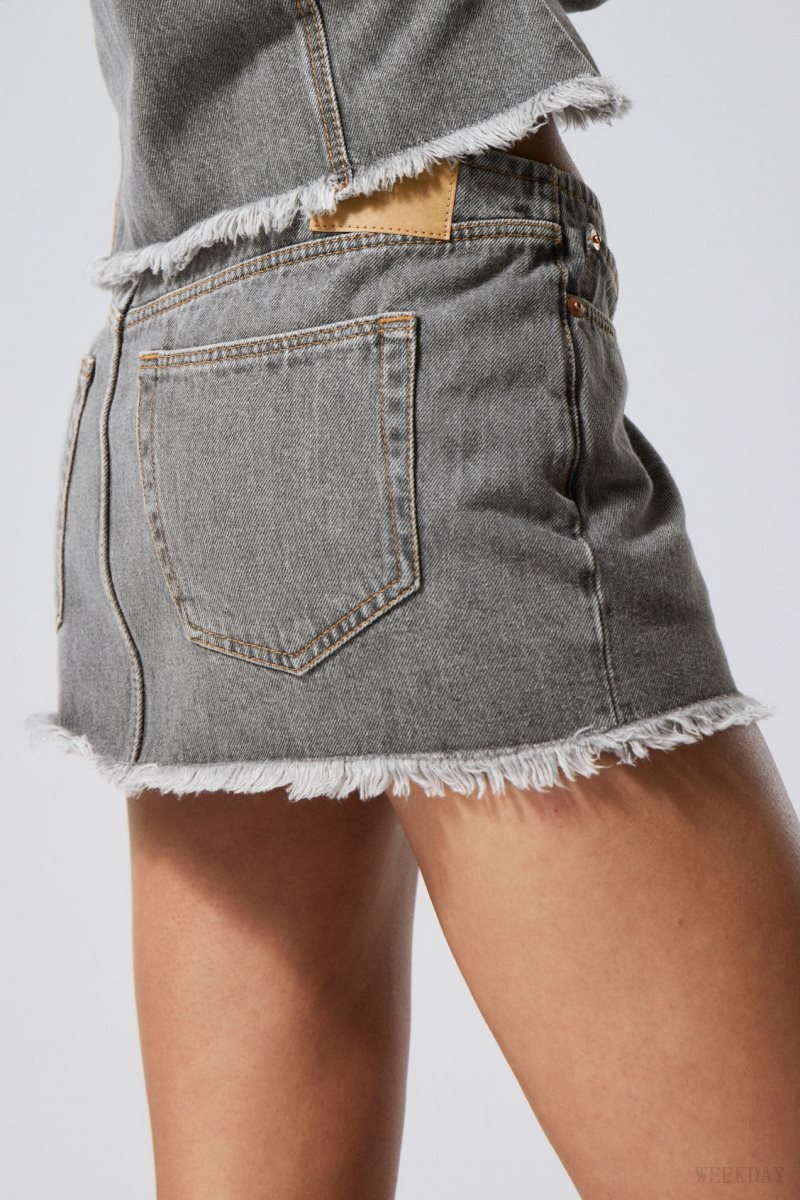 Weekday Ontario Denim Mini Skirt Grey | LWJC6921