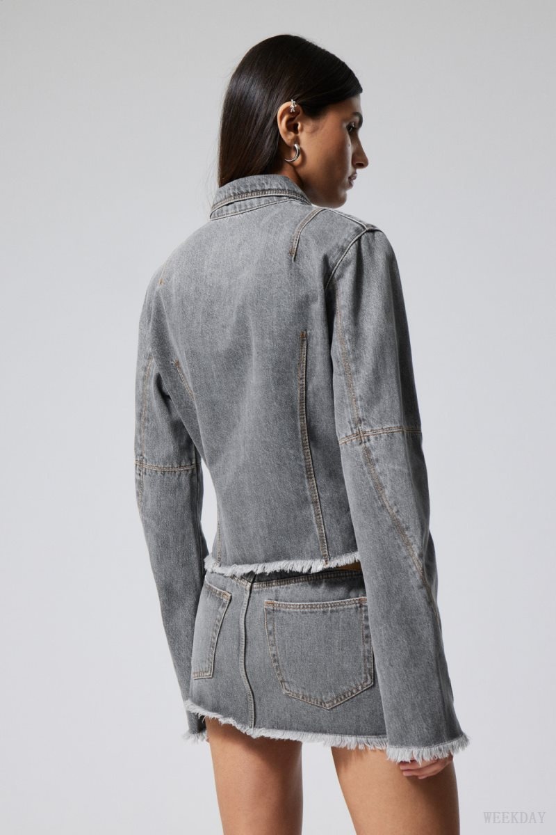 Weekday Ontario Denim Zip Jacket Grey | DECX6534