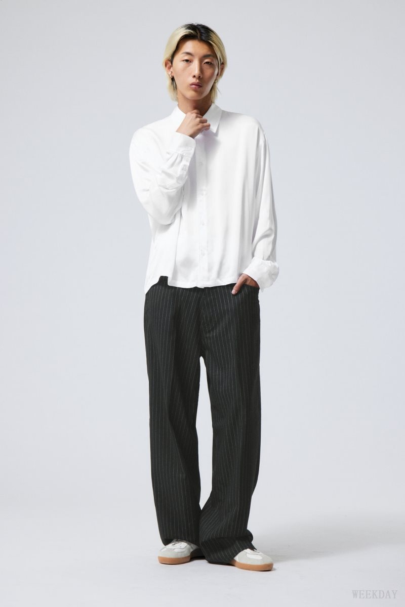 Weekday Oversized Boxy Shiny Shirt White | ATTL0034