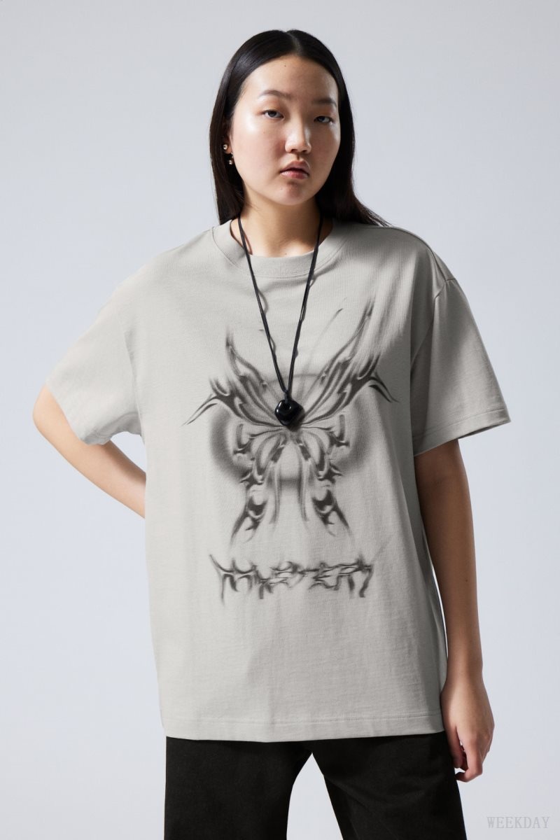 Weekday Oversized Graphic Printed T-shirt Mystery Butterfly | GYIV7563