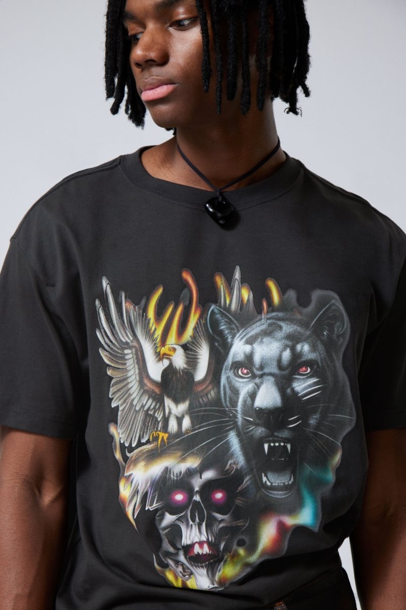 Weekday Oversized Graphic Printed T-shirt Raw Animals Energy | CMCQ0450