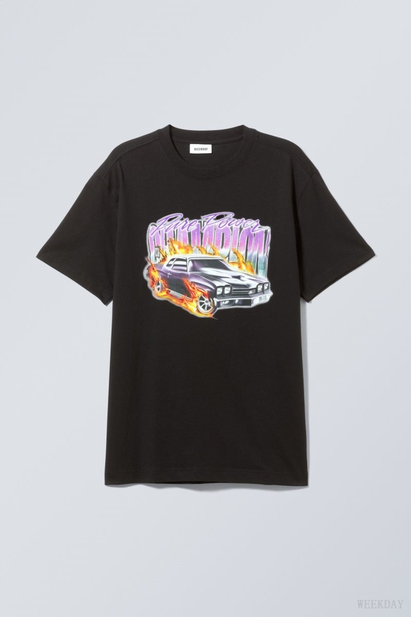 Weekday Oversized Graphic Printed T-shirt Pure Power Champion | CFKU2562