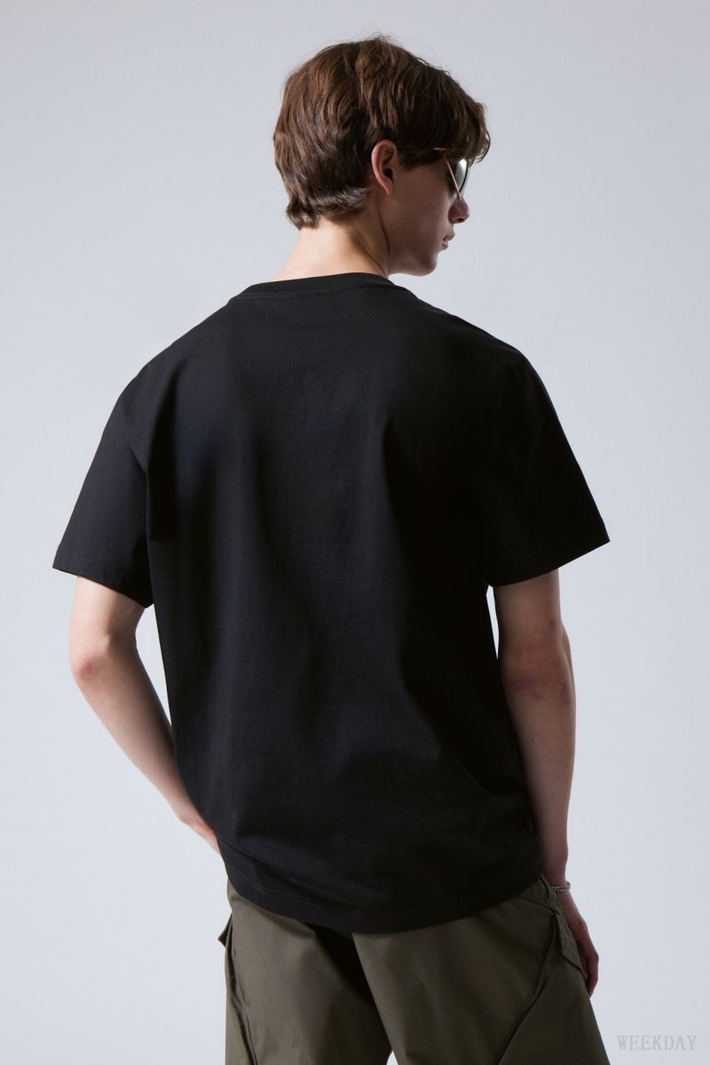 Weekday Oversized Graphic Printed T-shirt Black | CRPA3788