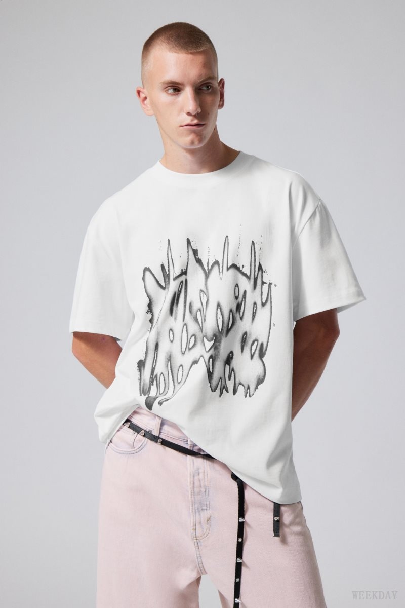 Weekday Oversized Graphic Printed T-shirt Grey | BVZF7340