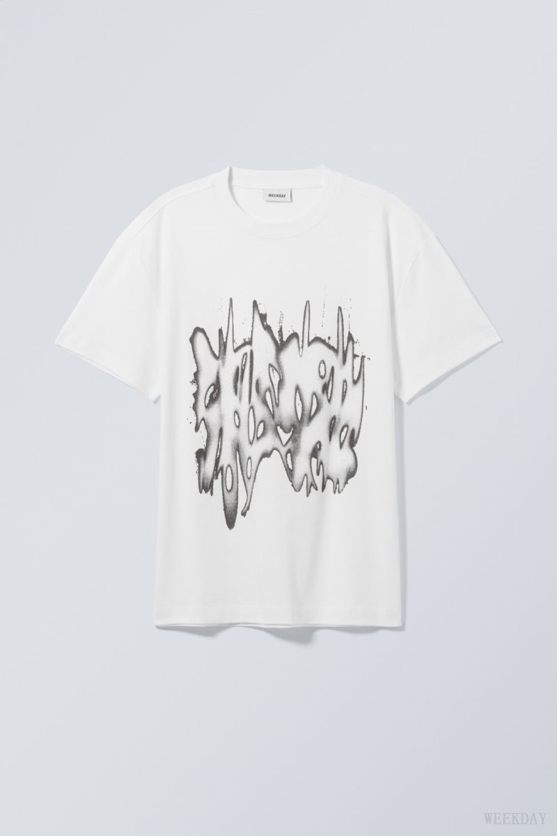 Weekday Oversized Graphic Printed T-shirt Grey | BVZF7340