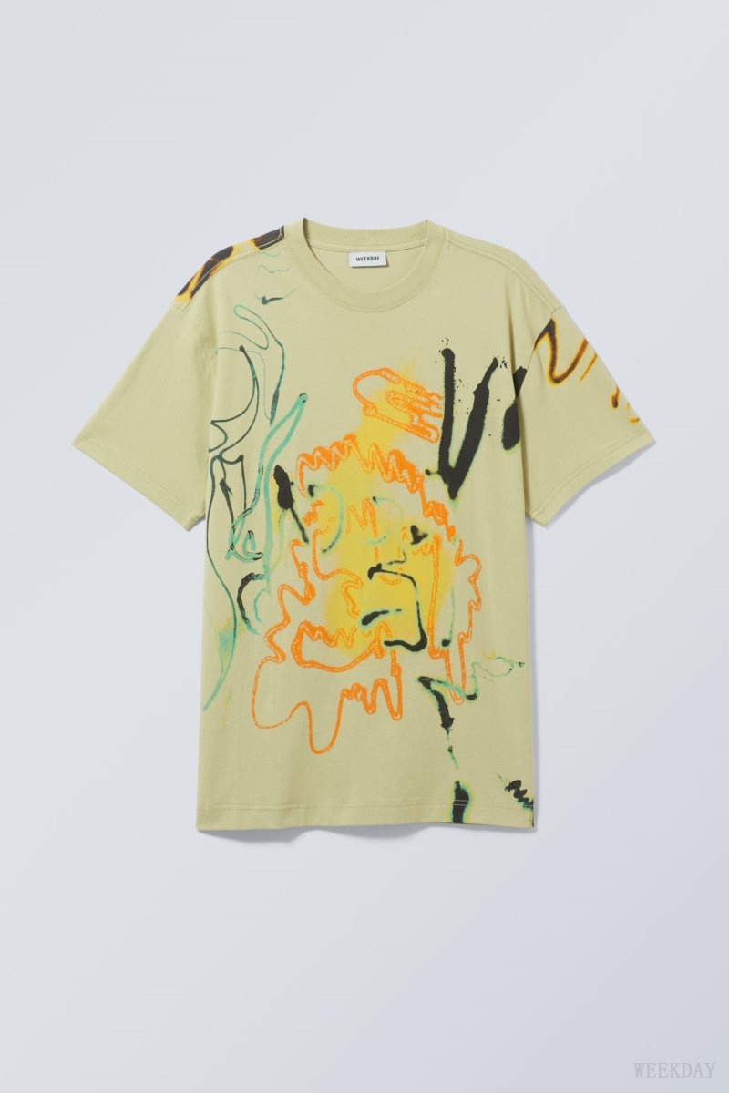 Weekday Oversized Graphic Printed T-shirt Airbrushed | OSHE0498