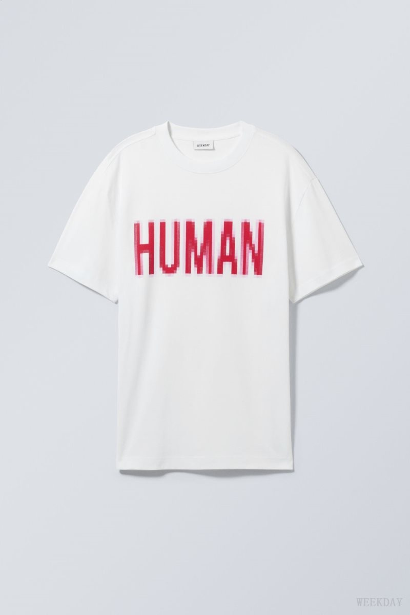 Weekday Oversized Graphic Printed T-shirt Human | NJDI9751