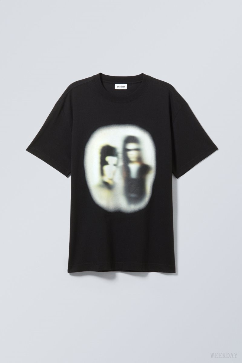 Weekday Oversized Graphic Printed T-shirt The Blurry Band | HVLE0720