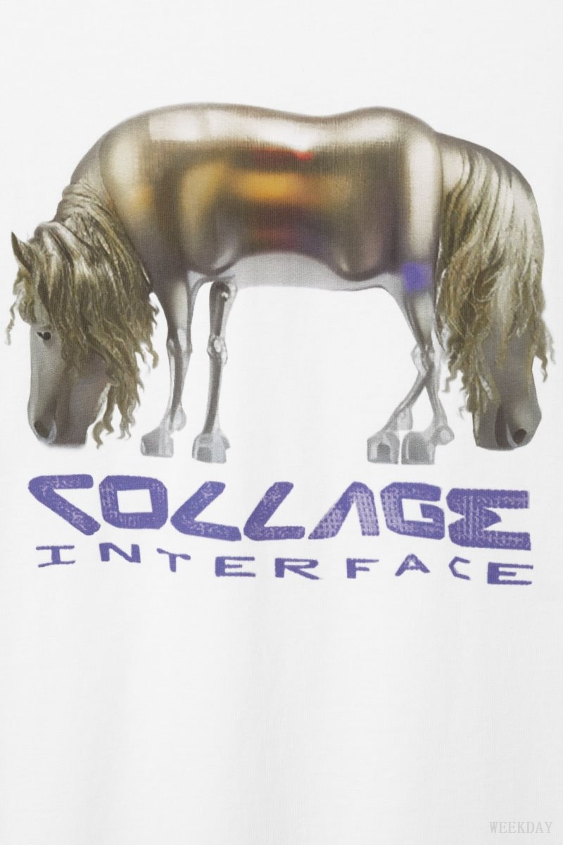 Weekday Oversized Graphic Printed T-shirt AI Collage Horse | FNET0823