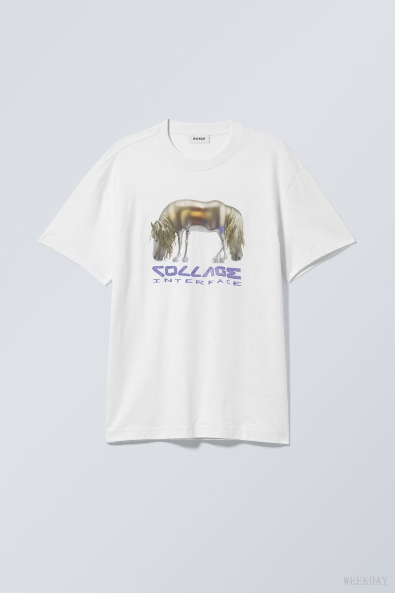 Weekday Oversized Graphic Printed T-shirt AI Collage Horse | FNET0823