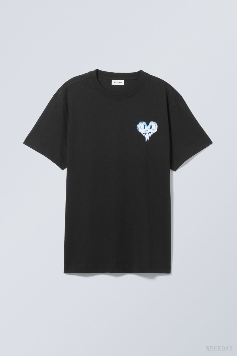 Weekday Oversized Graphic Printed T-shirt Angry Heart | PJKH9133