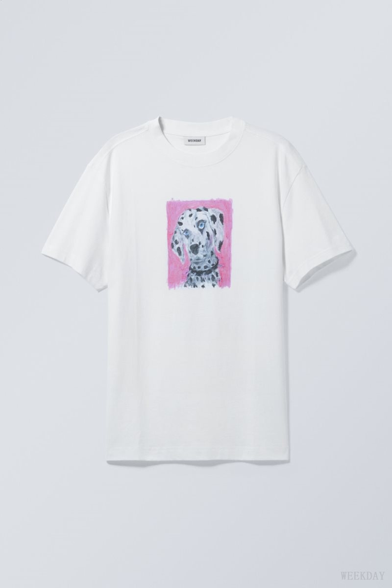 Weekday Oversized Graphic Printed T-shirt Dalmatian | RDXG2404