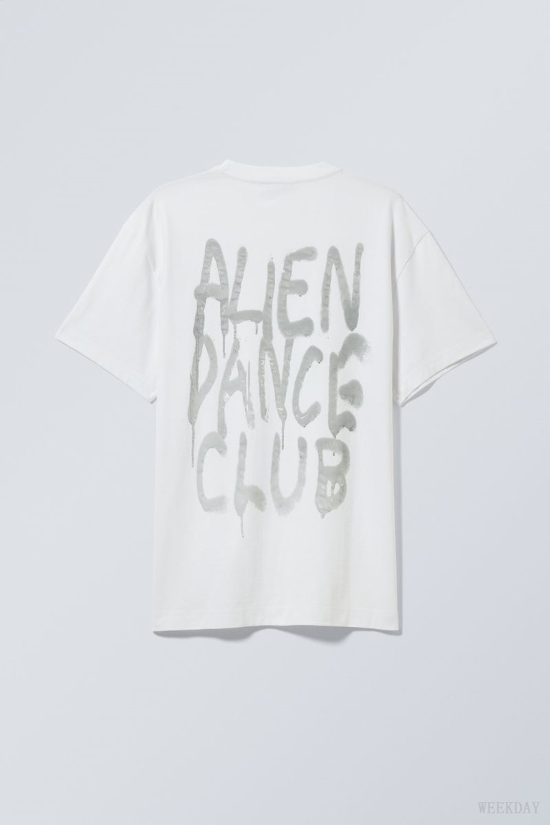 Weekday Oversized Graphic Printed T-shirt Alien Dance Club | AGSY7429