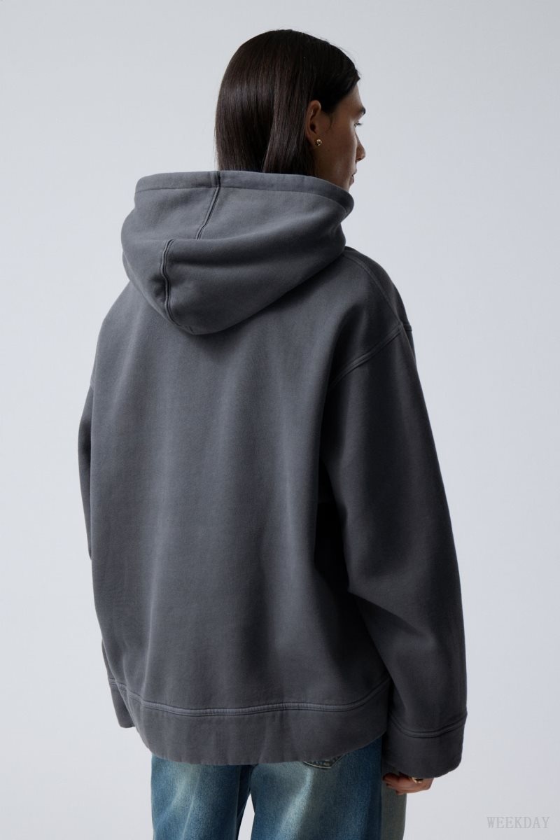 Weekday Oversized Heavyweight Hoodie Dark Blue | VMXZ7516