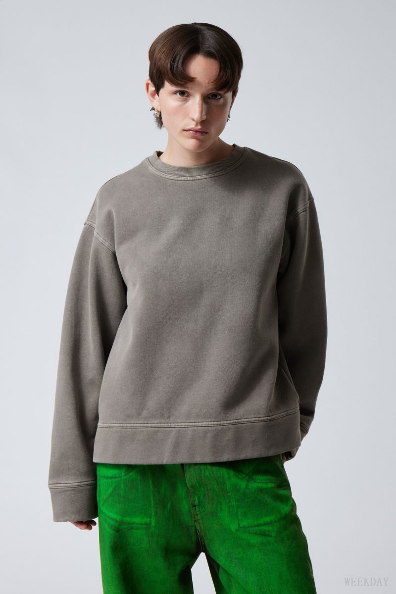 Weekday Oversized Heavyweight Sweatshirt Grey | AHVB0397