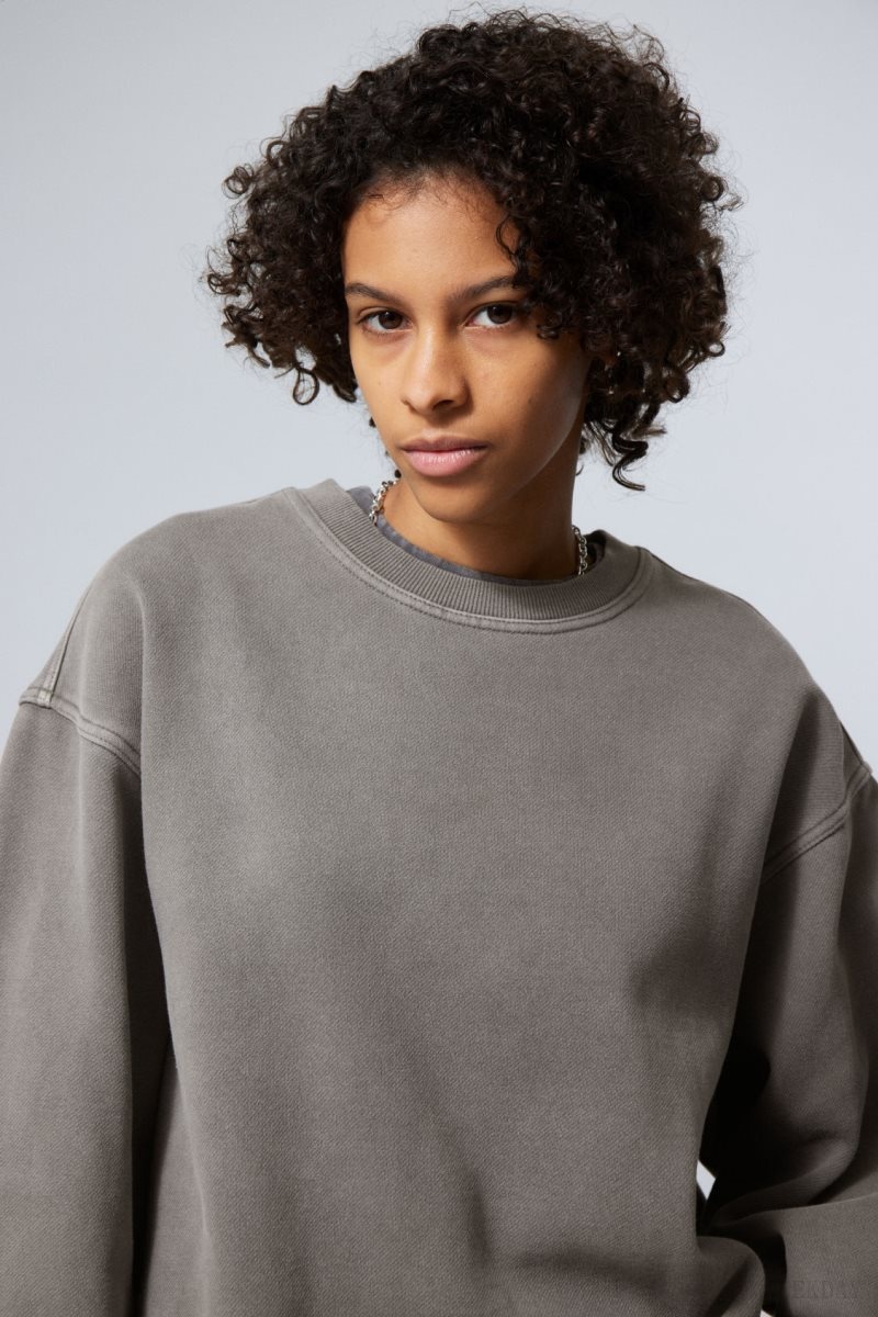 Weekday Oversized Heavyweight Sweatshirt Grey | AHVB0397