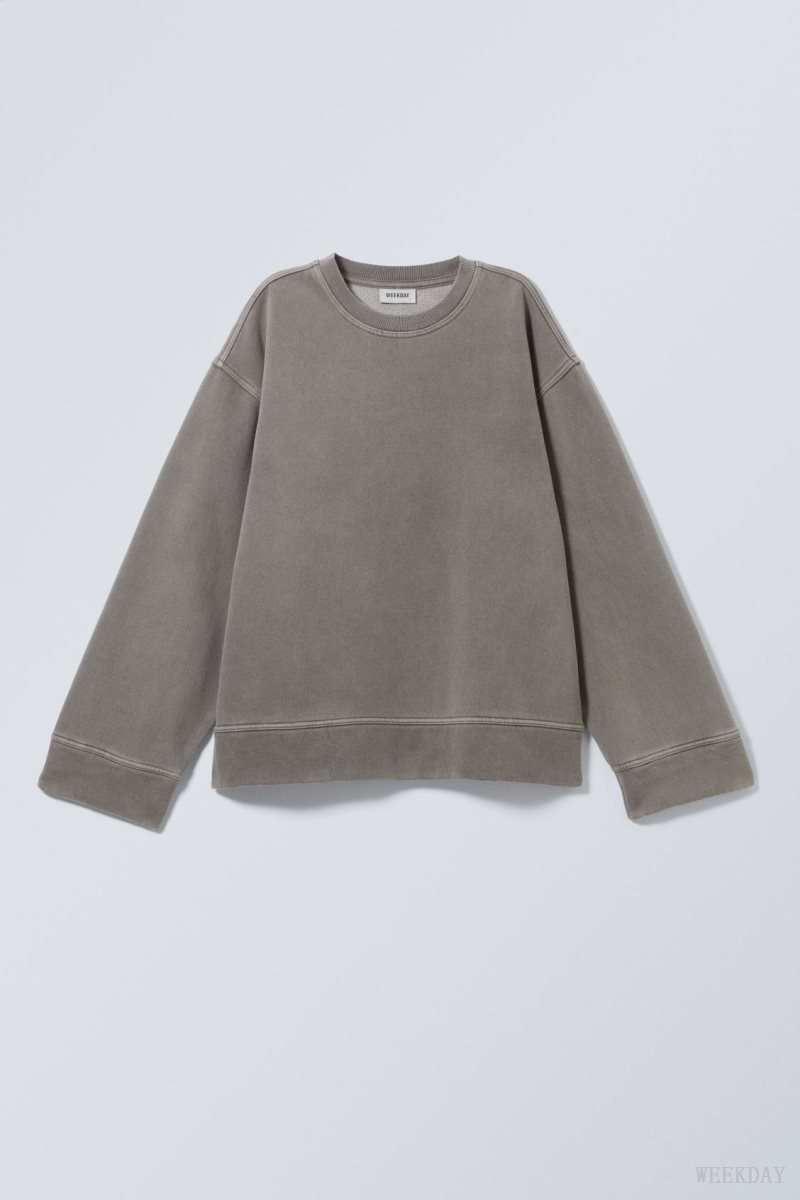 Weekday Oversized Heavyweight Sweatshirt Grey | AHVB0397