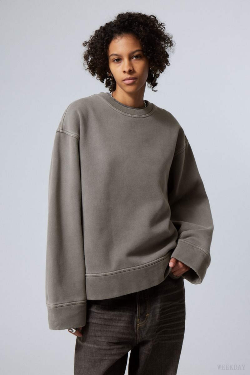 Weekday Oversized Heavyweight Sweatshirt Grey | AHVB0397