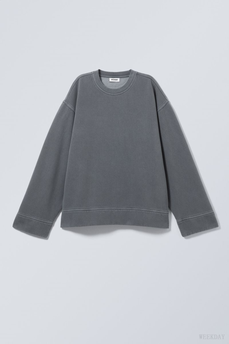 Weekday Oversized Heavyweight Sweatshirt Grey | WVTO0286