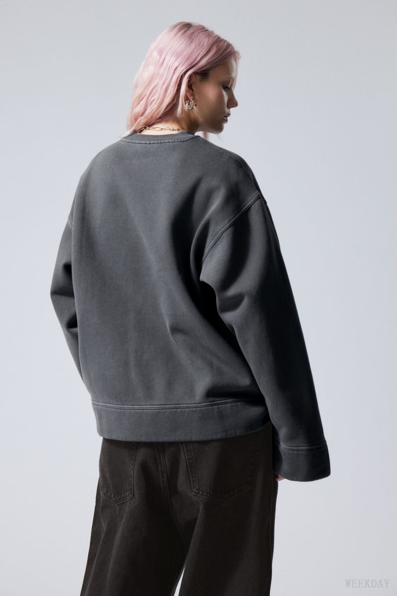 Weekday Oversized Heavyweight Sweatshirt Grey | WVTO0286