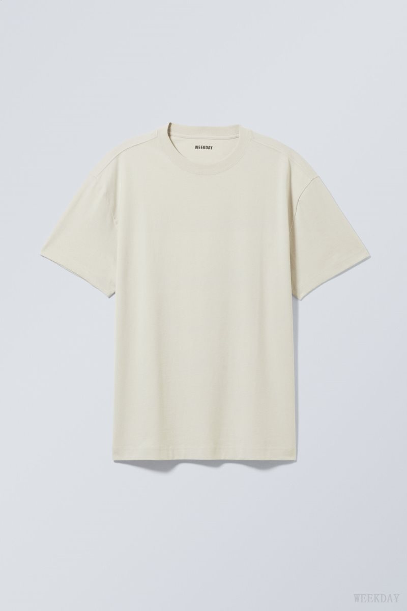 Weekday Oversized Heavyweight T-shirt Beige | ZBNJ9403