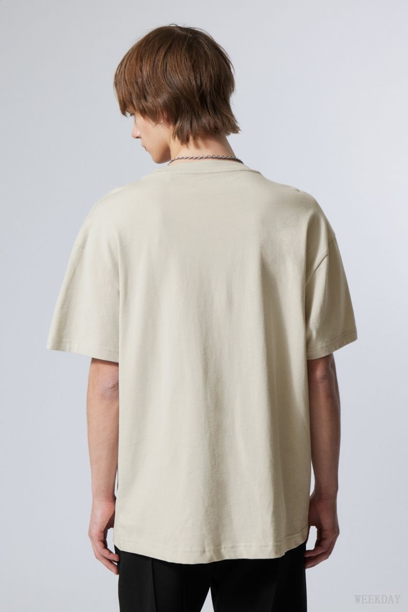 Weekday Oversized Heavyweight T-shirt Beige | ZBNJ9403