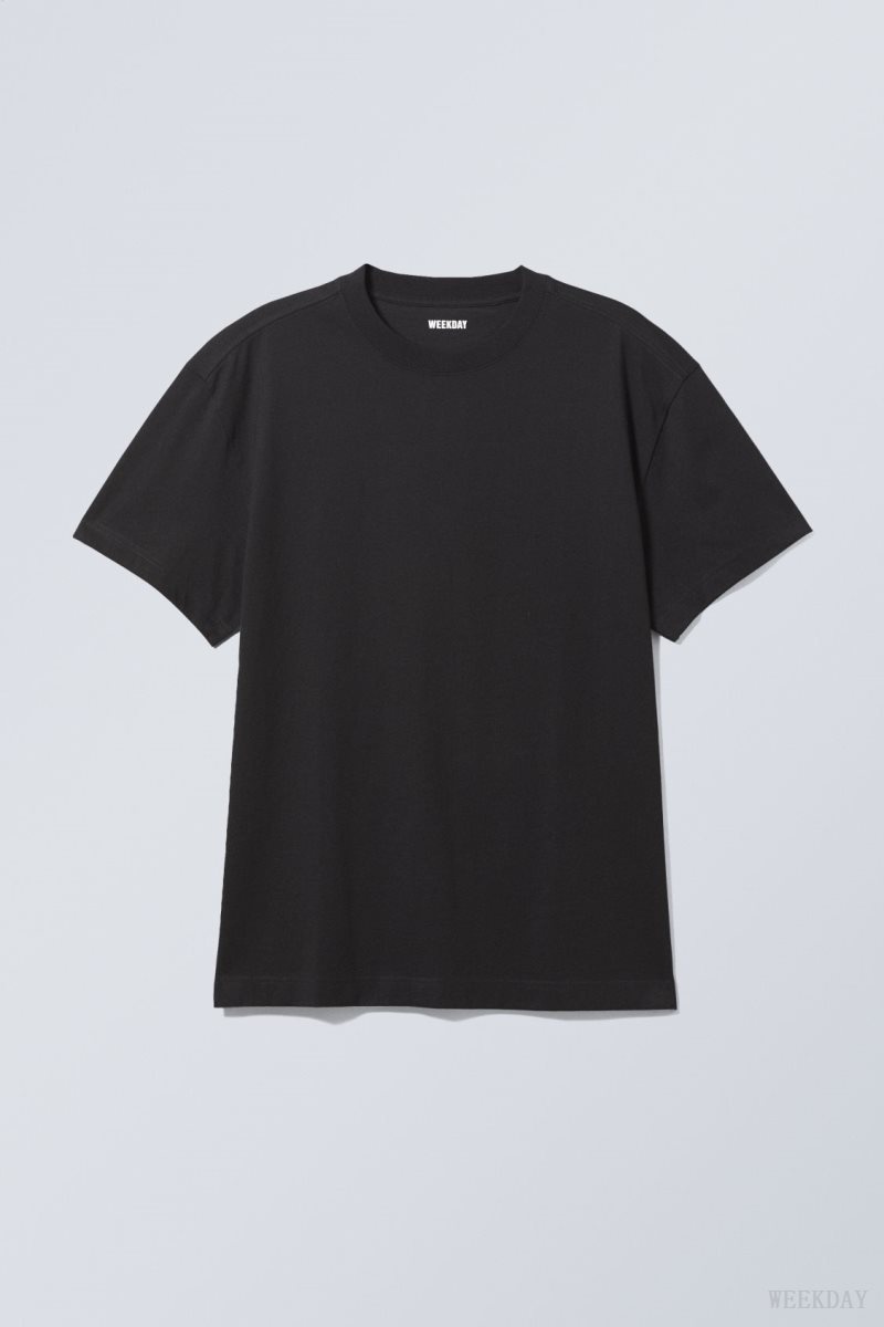 Weekday Oversized Heavyweight T-shirt Black | FXQA5662