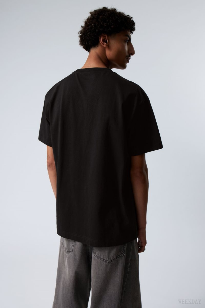 Weekday Oversized Heavyweight T-shirt Black | FXQA5662