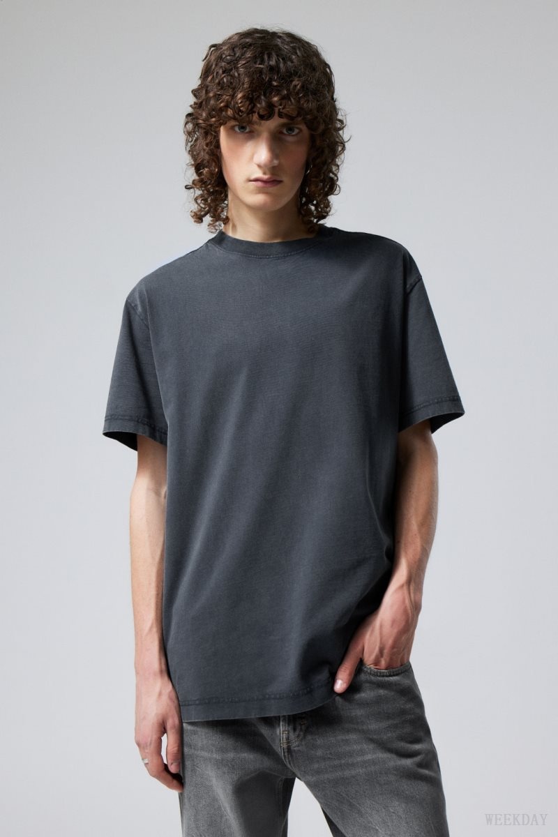 Weekday Oversized Heavyweight T-shirt Dark Blue | USTQ8166