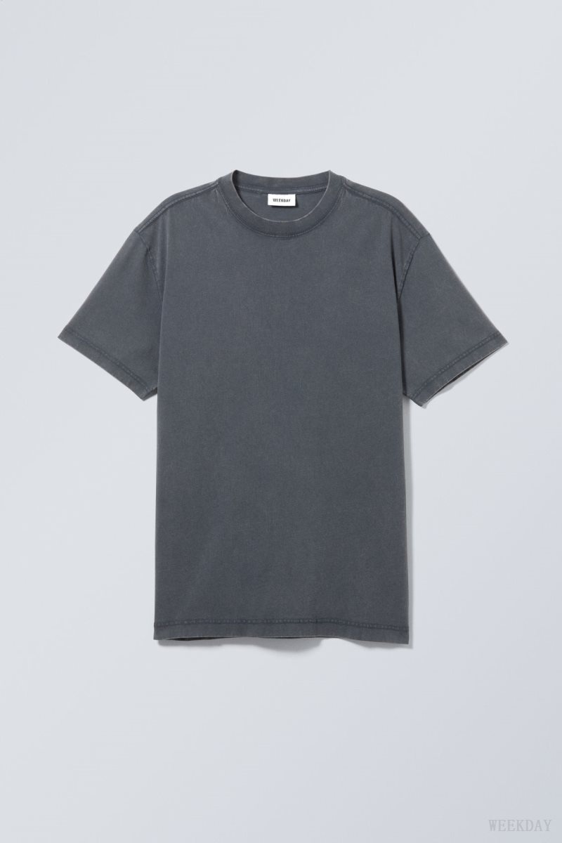 Weekday Oversized Heavyweight T-shirt Dark Blue | USTQ8166