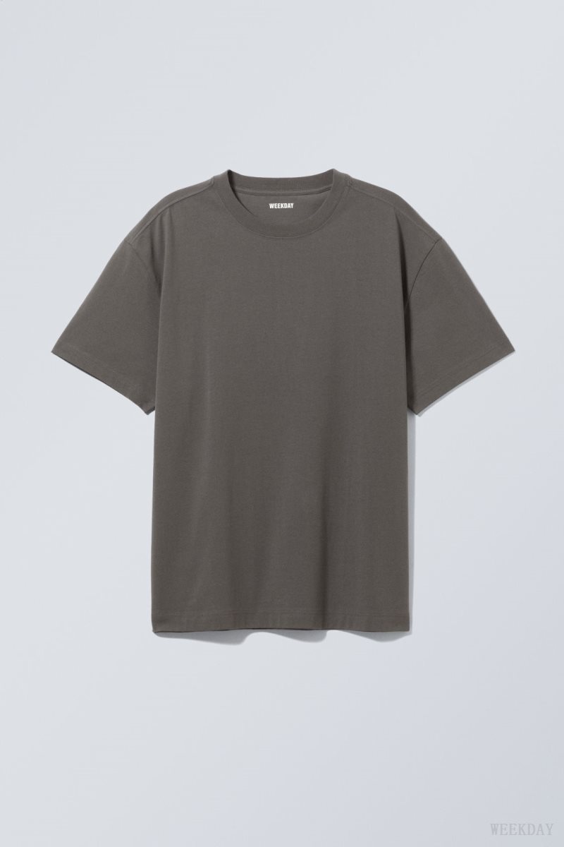 Weekday Oversized Heavyweight T-shirt Dark Grey | MTZH7209