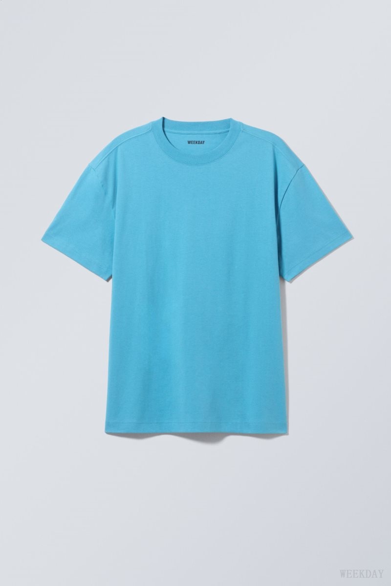 Weekday Oversized Heavyweight T-shirt Light Blue | YFTU7939