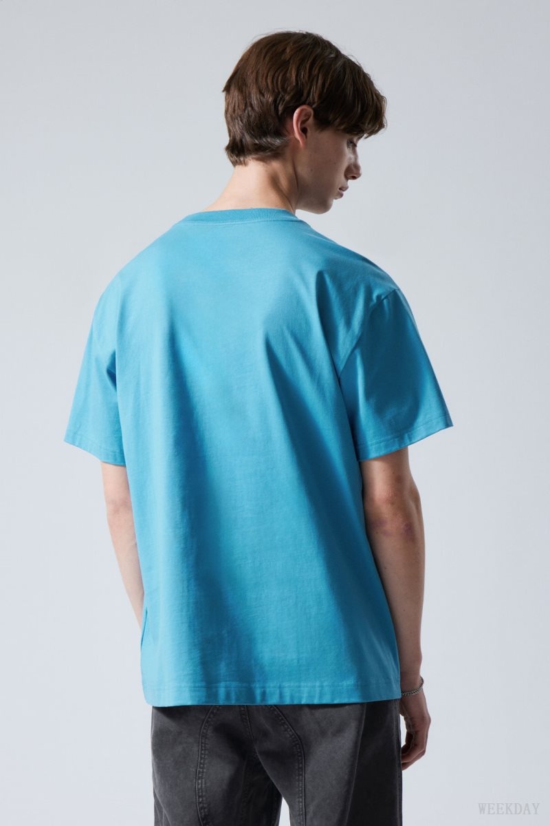 Weekday Oversized Heavyweight T-shirt Light Blue | YFTU7939