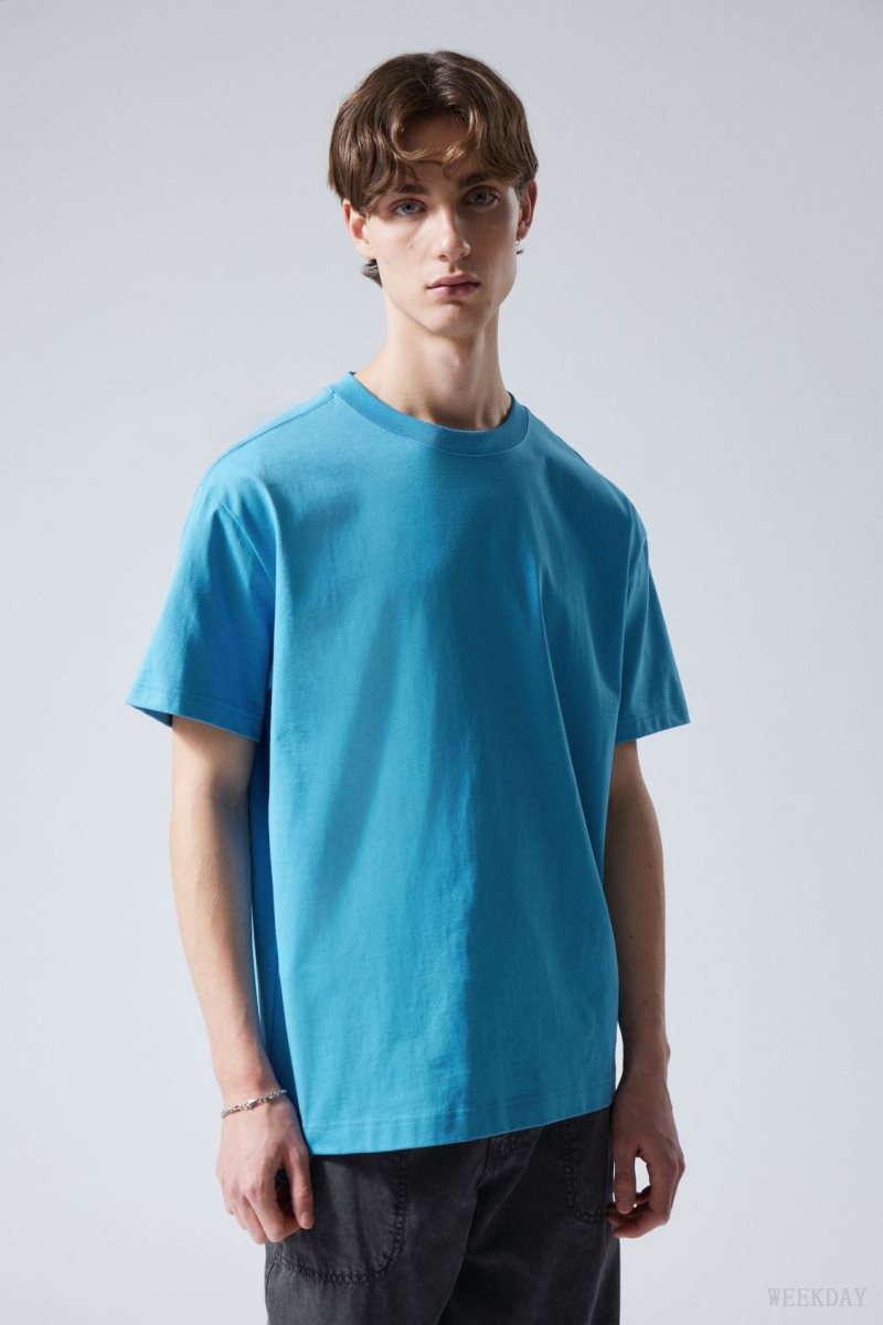 Weekday Oversized Heavyweight T-shirt Light Blue | YFTU7939