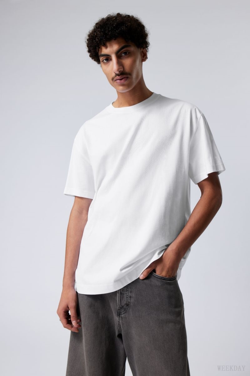 Weekday Oversized Heavyweight T-shirt White | FWXW3419