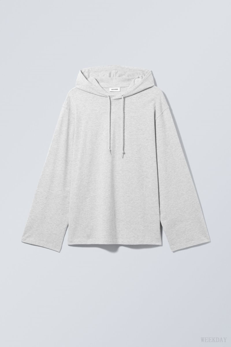 Weekday Oversized Hooded Long Sleeve Light Grey | UNWZ2972