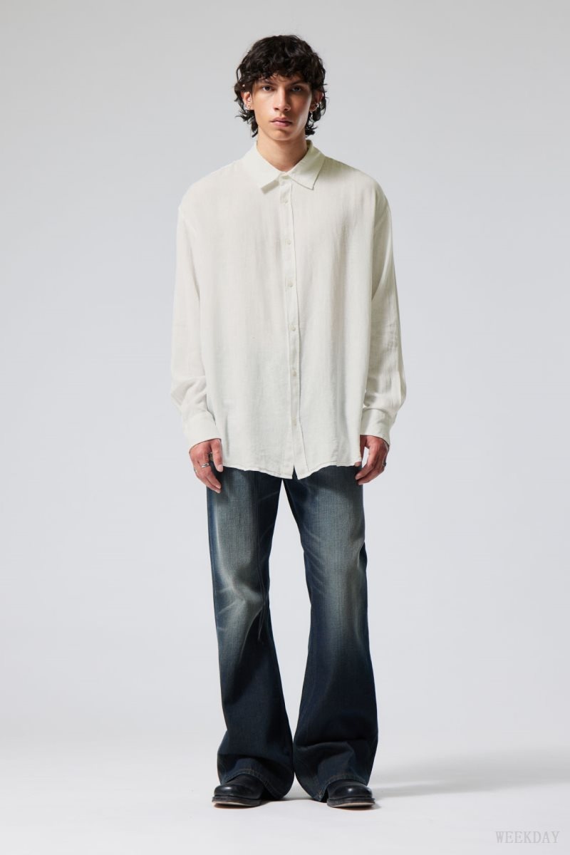 Weekday Oversized Linen Shirt White | LWTM3590