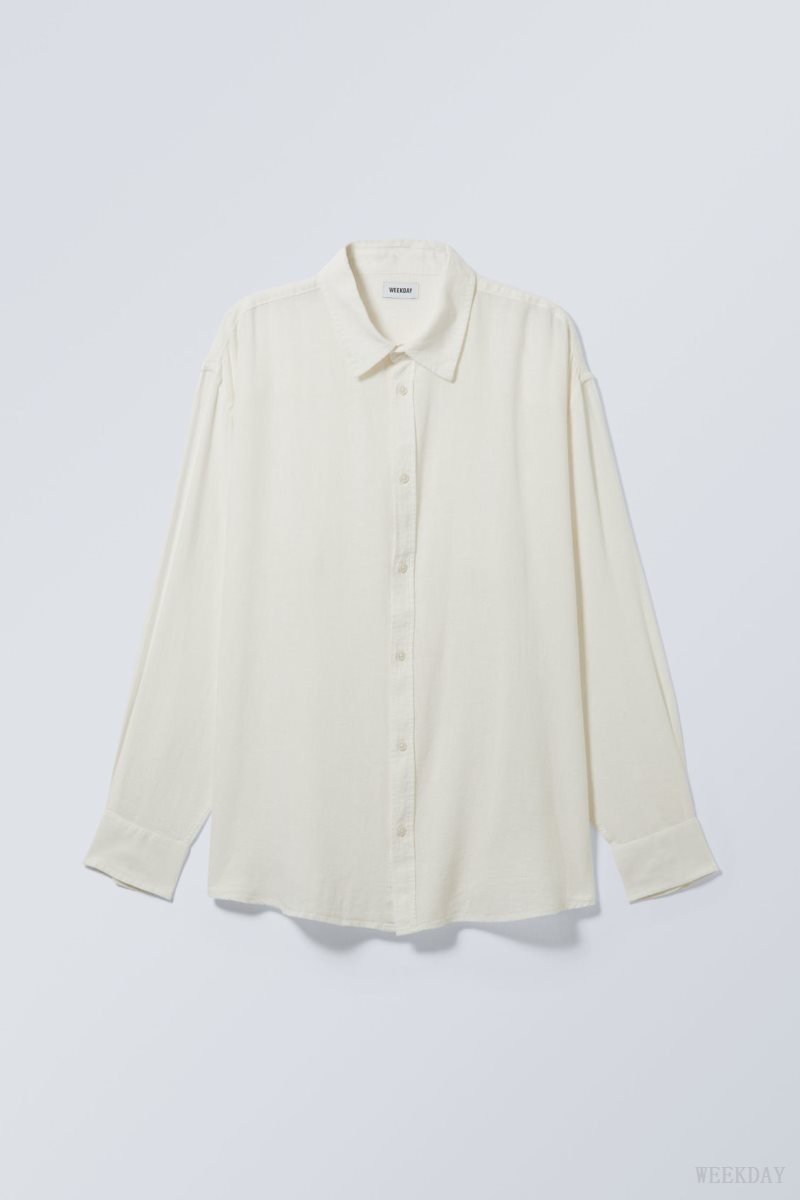 Weekday Oversized Linen Shirt White | LWTM3590