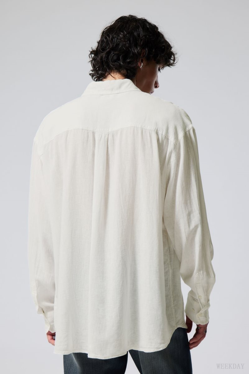 Weekday Oversized Linen Shirt White | LWTM3590