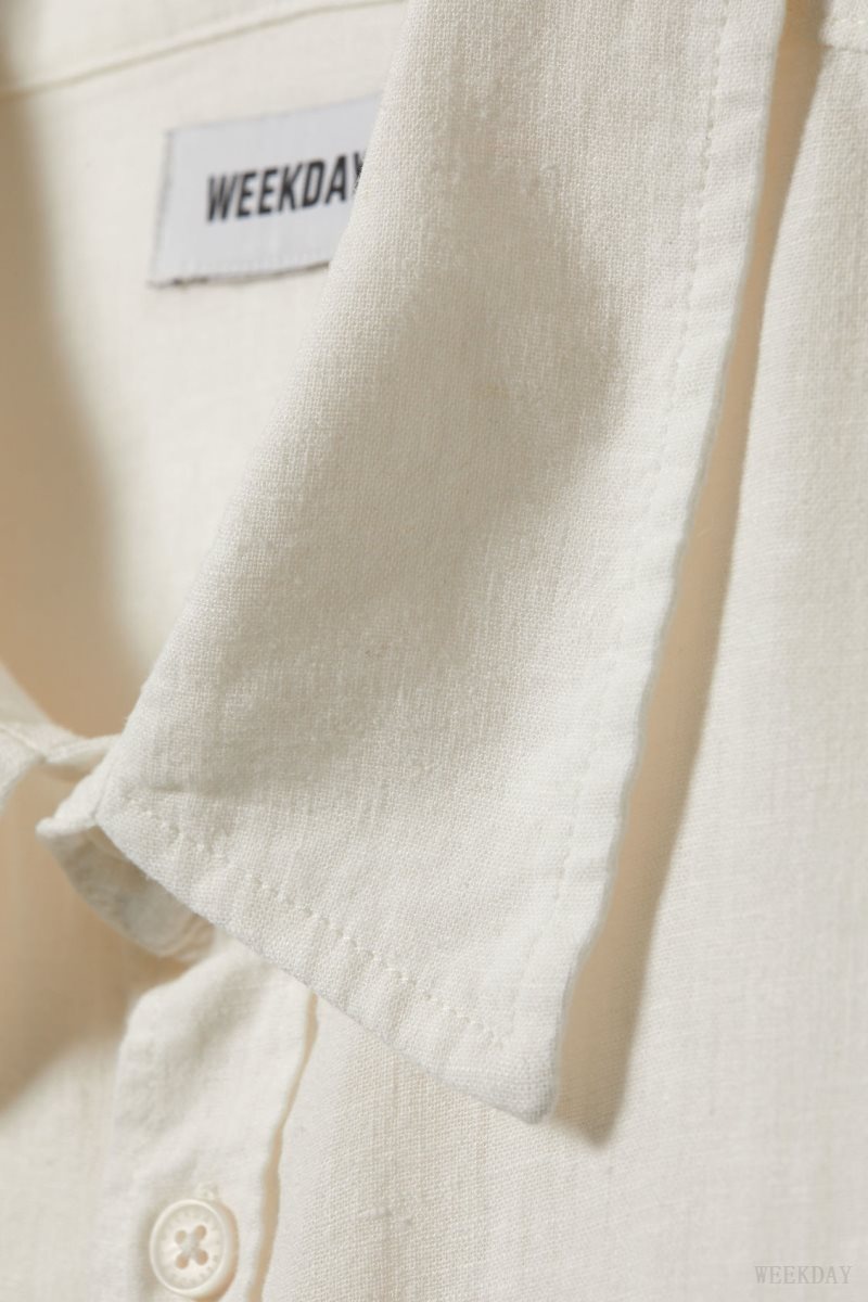 Weekday Oversized Linen Shirt White | LWTM3590