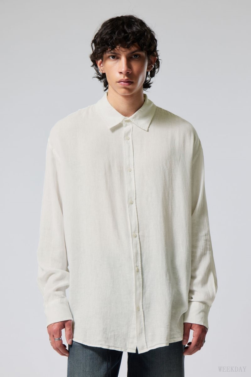 Weekday Oversized Linen Shirt White | LWTM3590