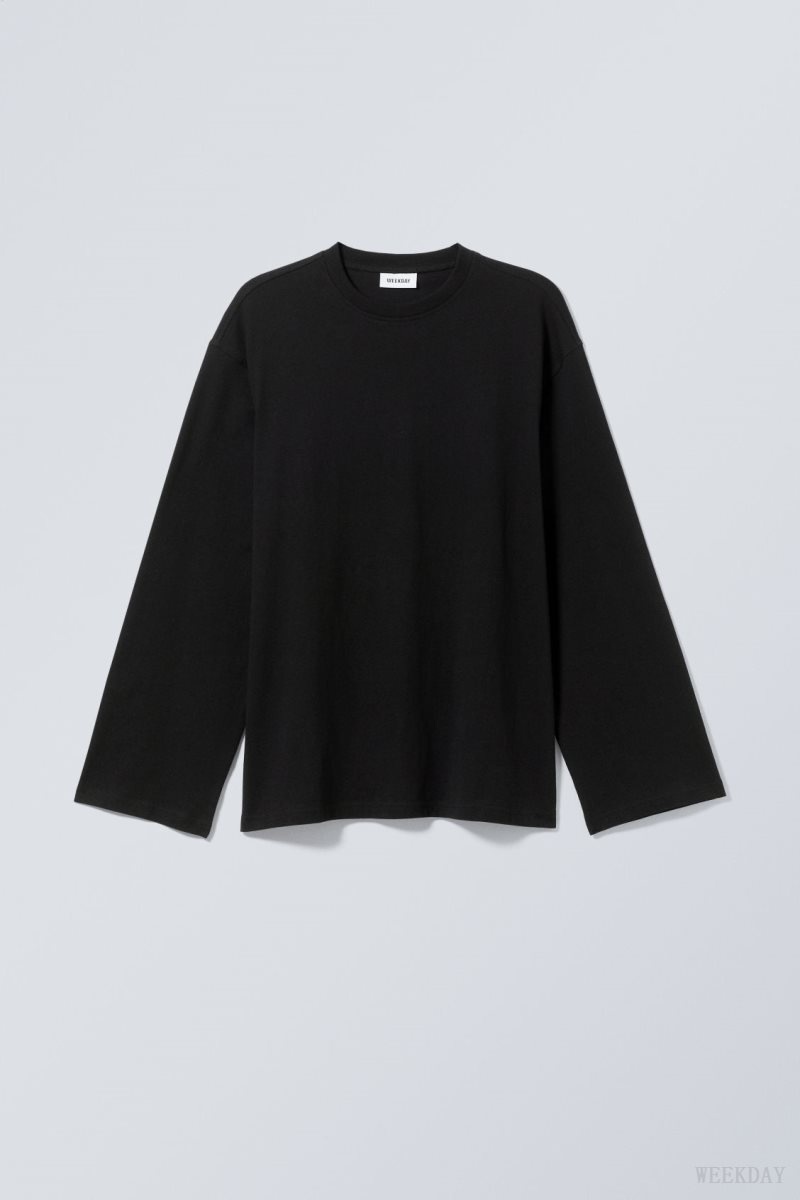 Weekday Oversized Long Sleeve T-shirt Black | RDQT9981